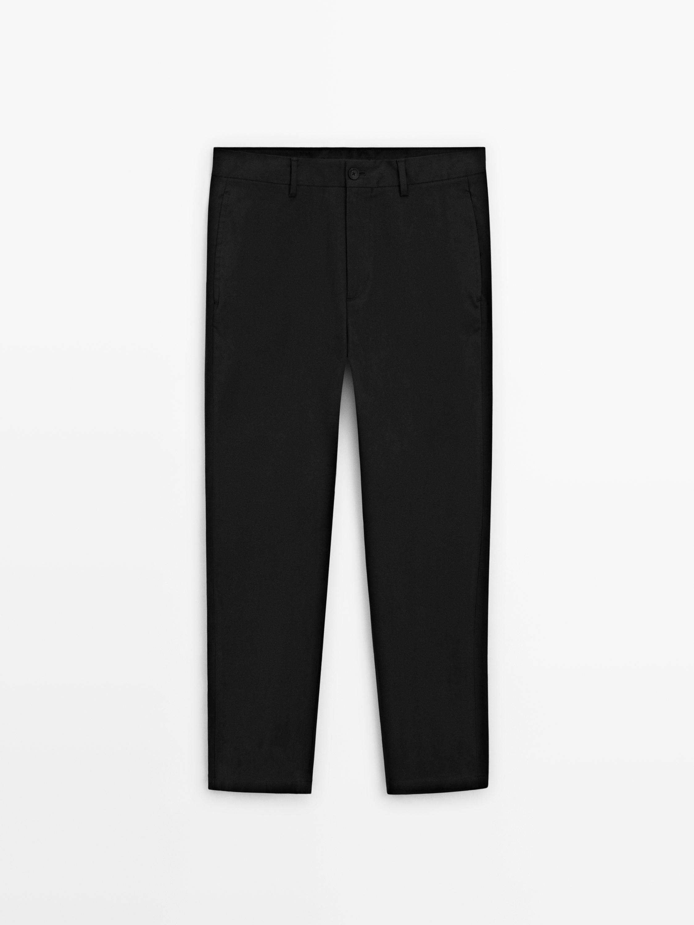 Cotton blend slim fit trousers